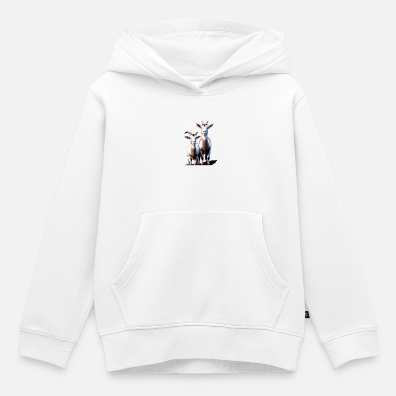 CHÈVRES II - Sweat Premium à capuche enfant bio - blanc