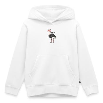 Cartoon-Strauß: Kräftige schwarz-weiße Federn - Kinder Premium Organic Hoodie - Weiß - Vorne - AI Model Kid Female (0cm)