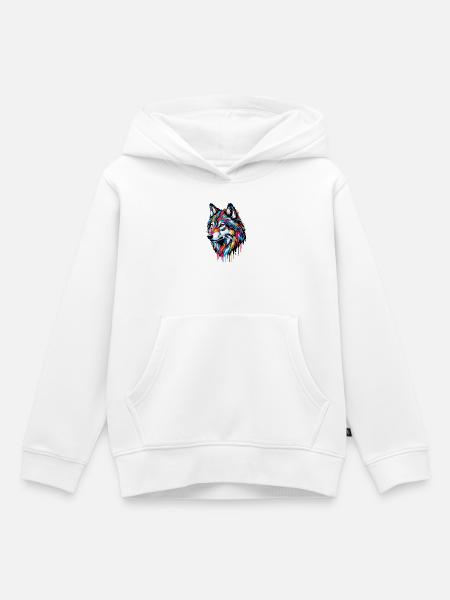 Wolf - Kinder Premium Organic Hoodie - Weiß