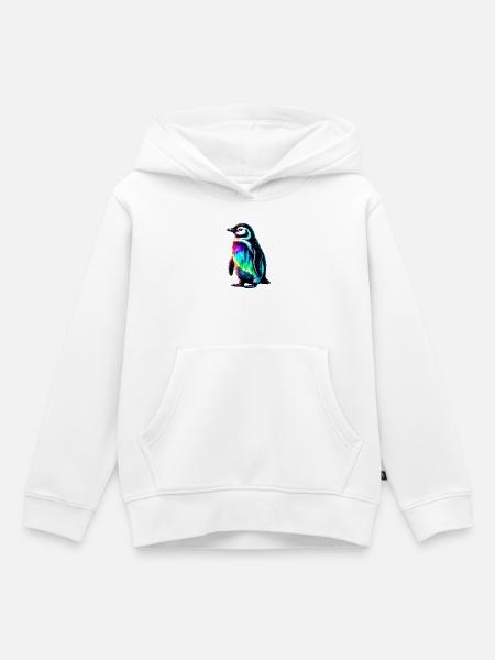 Aurora Borealis Pinguin - Kinder Premium Organic Hoodie - Weiß