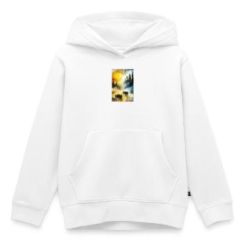 Paysage urbain double : transition abstraite entre le jour et la nuit - Sweat Premium à capuche enfant bio - blanc - Devant - AI Model Kid Female (0cm)