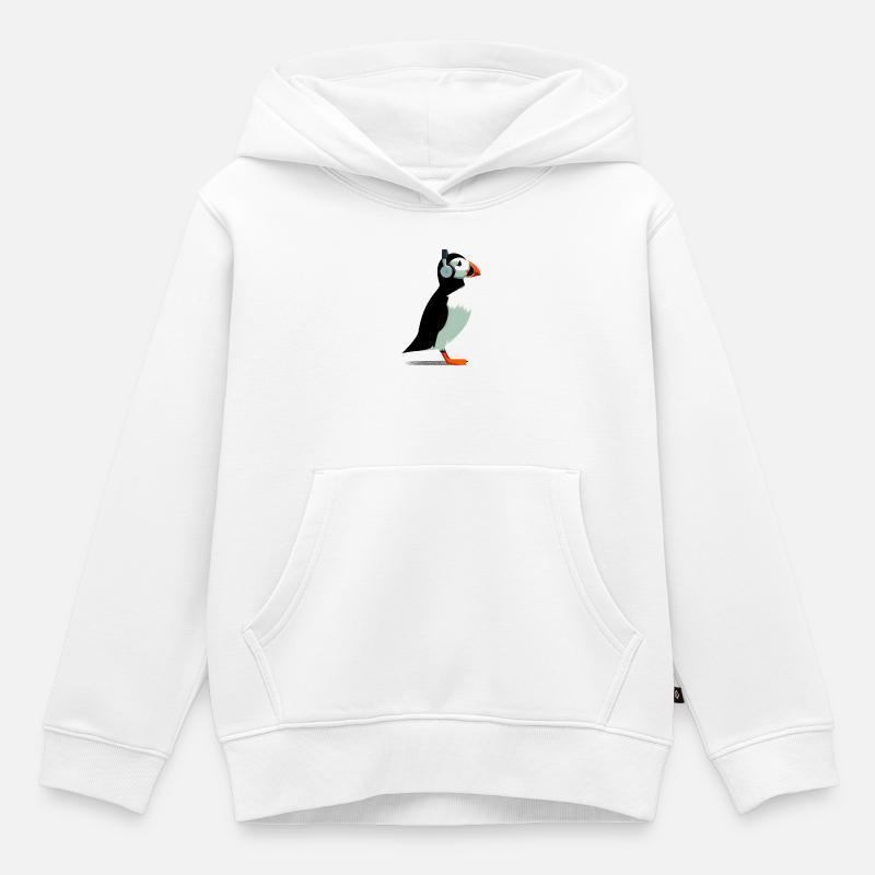 Papageitaucher mit Kopfhörern - Kinder Premium Organic Hoodie - Weiß