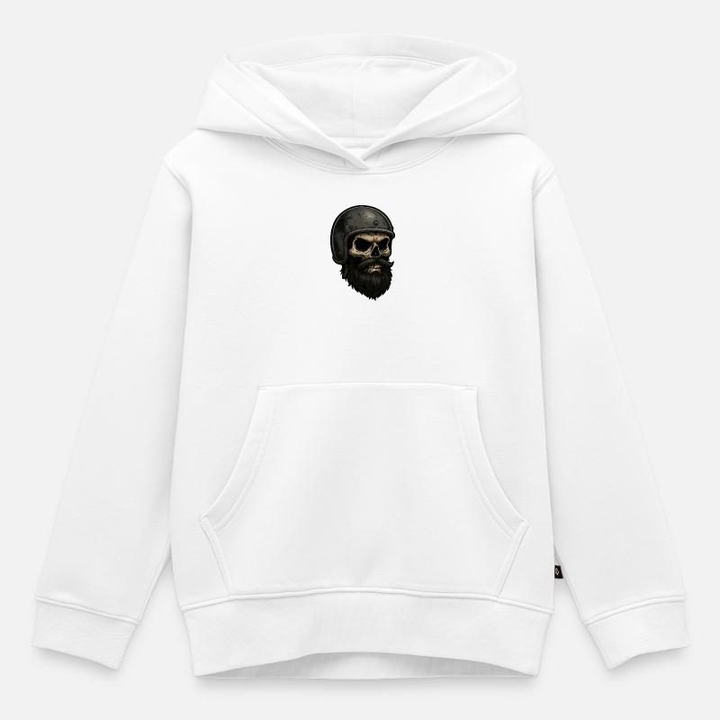 skull rider 02 - Sweat Premium à capuche enfant bio - blanc
