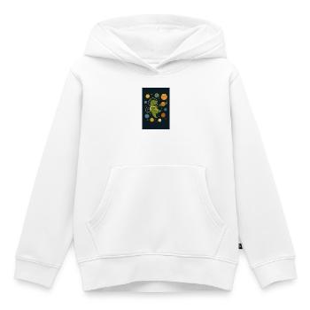 Dino dans l’espace - Sweat Premium à capuche enfant bio - blanc - Devant - AI Model Kid Female (0cm)