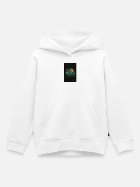 Nacht Berglandschaft Illustration - Kinder Premium Organic Hoodie - Weiß