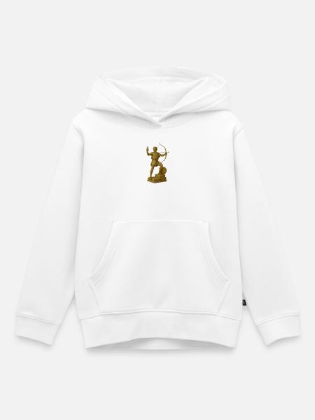 Kunstvolle Bogenschützen Skulptur - Kinder Premium Organic Hoodie - Weiß