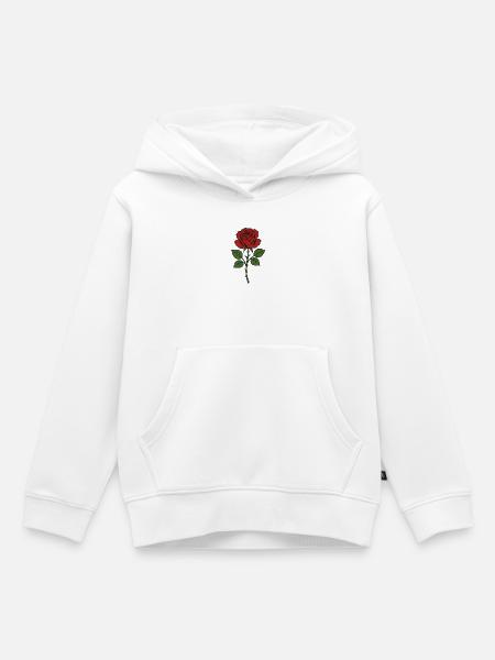 Erchianische Rose mit grünen Blättern - Kinder Premium Organic Hoodie - Weiß