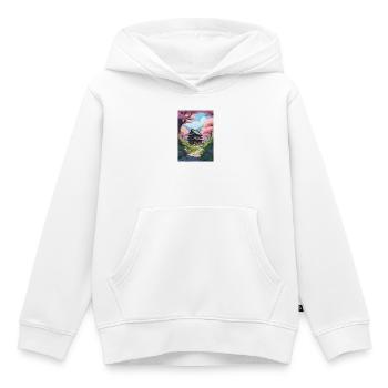 Japanischer Tempel zwischen Kirschblüten - Kinder Premium Organic Hoodie - Weiß - Vorne - AI Model Kid Female (0cm)