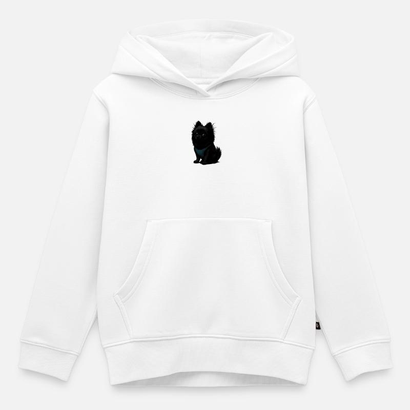 Schwarzer Spitz Hund mit blauer Weste - Kinder Premium Organic Hoodie - Weiß