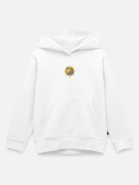 Regenbogen Sunburst Kosmische Anstecknadel - Kinder Premium Organic Hoodie - Weiß
