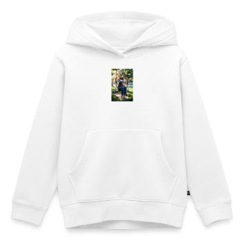 Humanoides Känguru auf Schaukel - Kinder Premium Organic Hoodie - Weiß - Vorne - AI Model Kid Female (0cm)