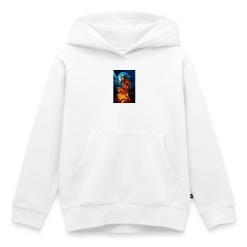 Loup chaman humanoïde - Sweat Premium à capuche enfant bio - blanc - Devant - AI Model Kid Female (0cm)