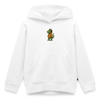Dinosaur mit Kopfhörern und Hoodies - Kinder Premium Organic Hoodie - Weiß - Vorne - AI Model Kid Female (0cm)