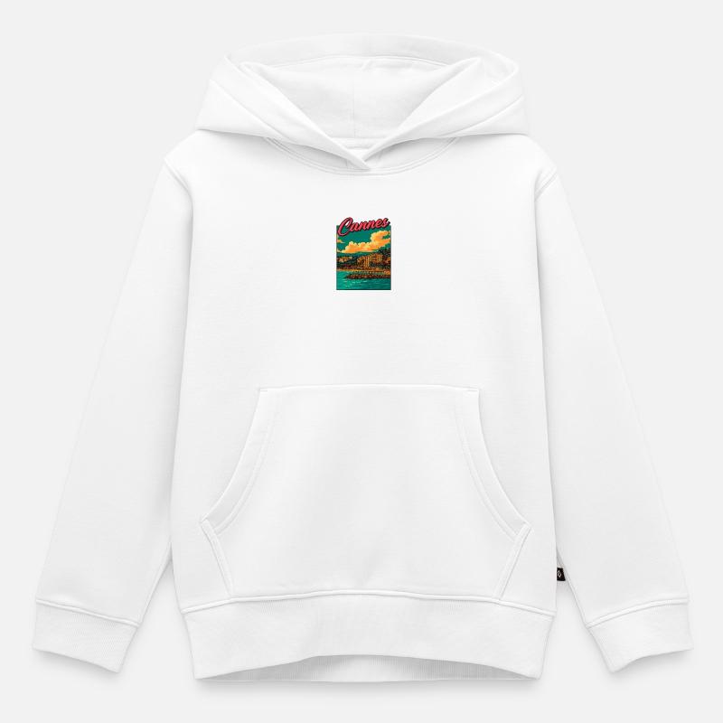 Cannes - Sweat Premium à capuche enfant bio - blanc