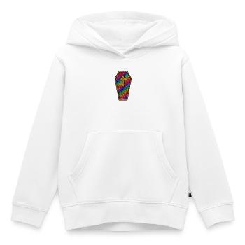 Cercueil d’Halloween | Croix de cercueil à paillettes arc-en-ciel - Sweat Premium à capuche enfant bio - blanc - Devant - AI Model Kid Female (0cm)