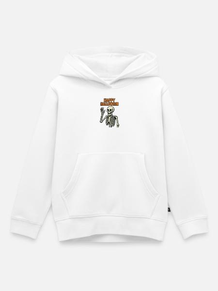 Frohes Halloween - Skelett - Kinder Premium Organic Hoodie - Weiß