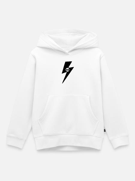 Minimalistischer Schädel Blitz - Kinder Premium Organic Hoodie - Weiß