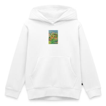 Cabane idylle sur la colline panorama - Sweat Premium à capuche enfant bio - blanc - Devant - AI Model Kid Female (0cm)