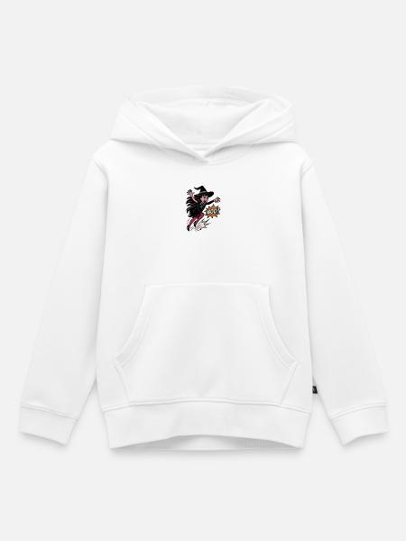 Hexenheldin im Sprung Boo - Kinder Premium Organic Hoodie - Weiß