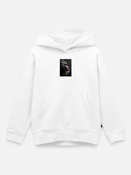 Mandrill-Blick in Samtennacht - Kinder Premium Organic Hoodie - Weiß