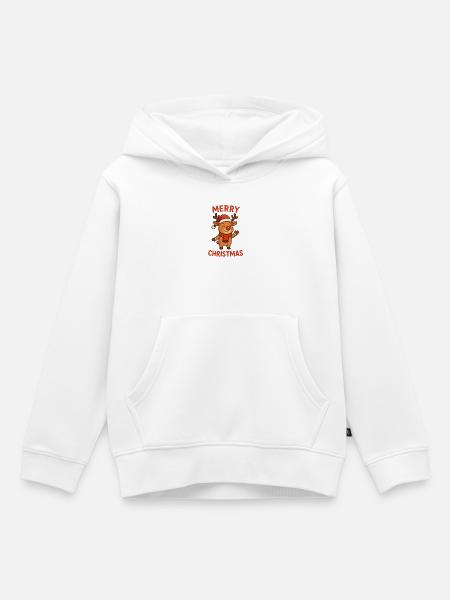 Rentier mit Weihnachtstext winken - Kinder Premium Organic Hoodie - Weiß