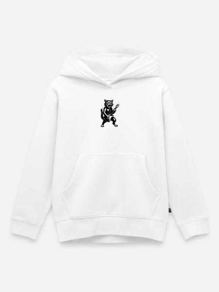 Katzen-Rock-Gitarrist - Kinder Premium Organic Hoodie - Weiß