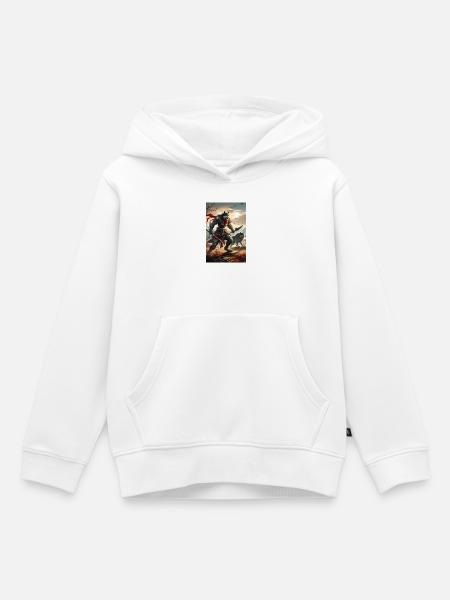 Eisenwolf-Krieger bei Sonnenuntergang - Kinder Premium Organic Hoodie - Weiß