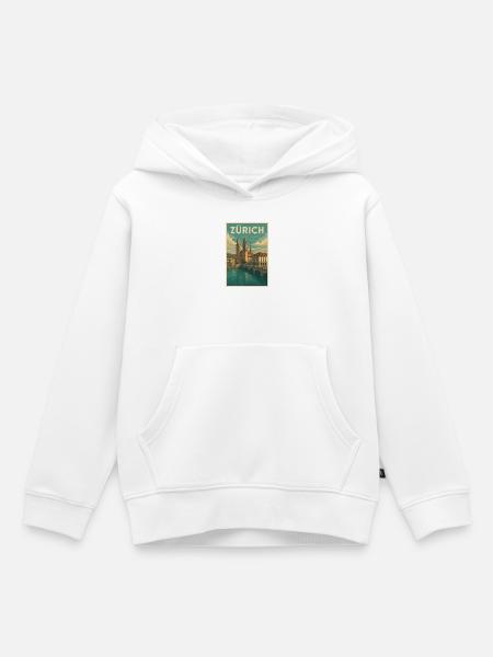 Zürich Retro-Stadtansicht - Kinder Premium Organic Hoodie - Weiß