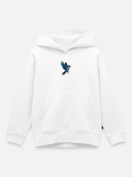 Geometrischer Blauvogel - Kinder Premium Organic Hoodie - Weiß