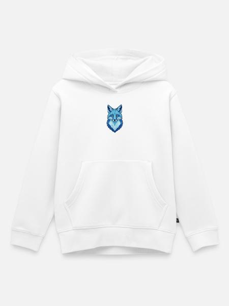 Blauer Geometrischer Wolfkopf - Kinder Premium Organic Hoodie - Weiß