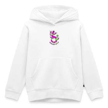 Wiggling Into 5 Musikalische Raupe - Sweat Premium à capuche enfant bio - blanc - Devant - AI Model Kid Female (0cm)