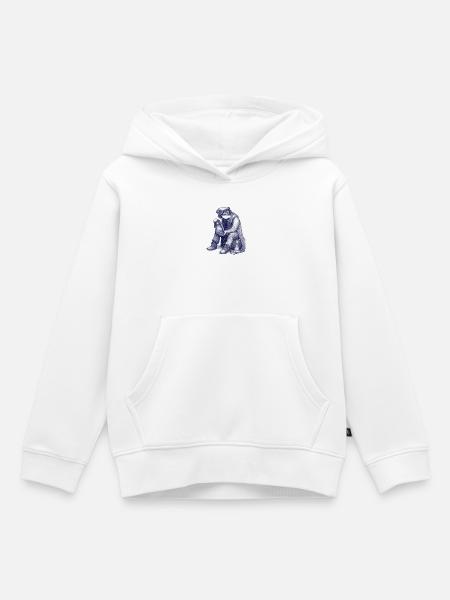 Traurig | Handgemalte Zeichnung Kugelschreiber - Kinder Premium Organic Hoodie - Weiß