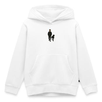 Matt - Sweat Premium à capuche enfant bio - blanc - Devant - AI Model Kid Female (0cm)