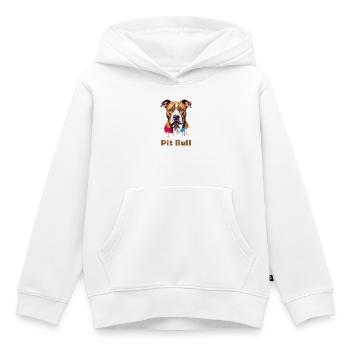Pitbull Portrait mit Farbspritzern - Kinder Premium Organic Hoodie - Weiß - Vorne - AI Model Kid Female (0cm)