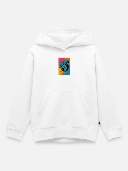 Buntes Eichhörnchen Pop Art - Kinder Premium Organic Hoodie - Weiß