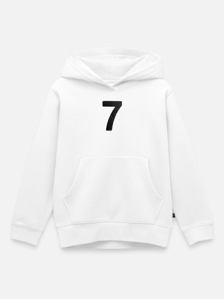 Schrammiges Sieben-Design - Kinder Premium Organic Hoodie - Weiß