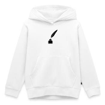 Silhouette de l’encrier en plume - Sweat Premium à capuche enfant bio - blanc - Devant - AI Model Kid Female (0cm)