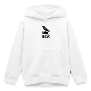 Raven über niedrige Batterie - Kinder Premium Organic Hoodie - Weiß - Vorne - AI Model Kid Female (0cm)