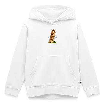 Dessin animé de la Tour de Pise - Sweat Premium à capuche enfant bio - blanc - Devant - AI Model Kid Female (0cm)