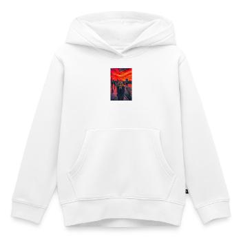 Extraterrestre du ciel rouge sur la promenade - Sweat Premium à capuche enfant bio - blanc - Devant - AI Model Kid Female (0cm)