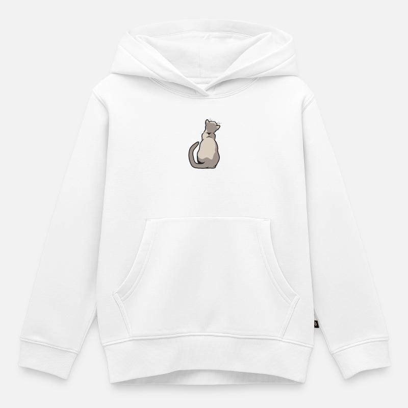 chat dos - Sweat Premium à capuche enfant bio - blanc