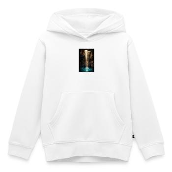 Poutres de grotte et bassin azur - Sweat Premium à capuche enfant bio - blanc - Devant - AI Model Kid Female (0cm)