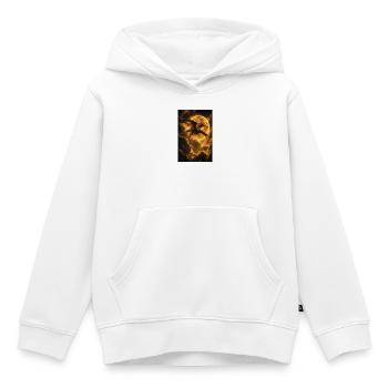 Dragon au-dessus du ciel de braises éclairé par la lune - Sweat Premium à capuche enfant bio - blanc - Devant - AI Model Kid Female (0cm)