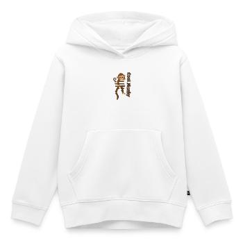 Singe sur une échelle en bois - Sweat Premium à capuche enfant bio - blanc - Devant - AI Model Kid Female (0cm)