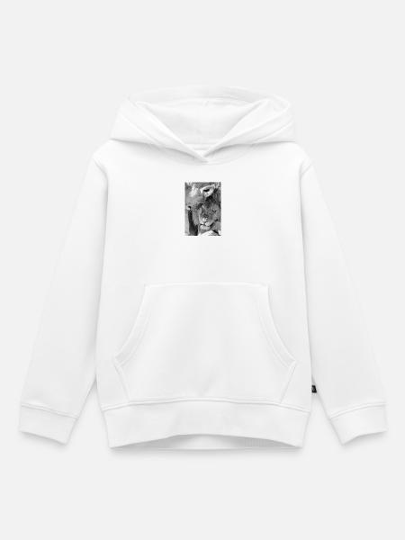 Schwarzweiß Löwenliebe - Kinder Premium Organic Hoodie - Weiß