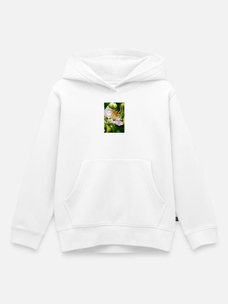Brombeerblüte Botanische Eleganz - Kinder Premium Organic Hoodie - Weiß