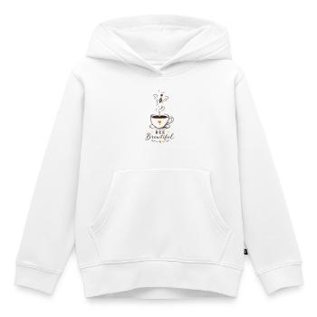 Design de tasse à café BEE Brewtiful - Sweat Premium à capuche enfant bio - blanc - Devant - AI Model Kid Female (0cm)