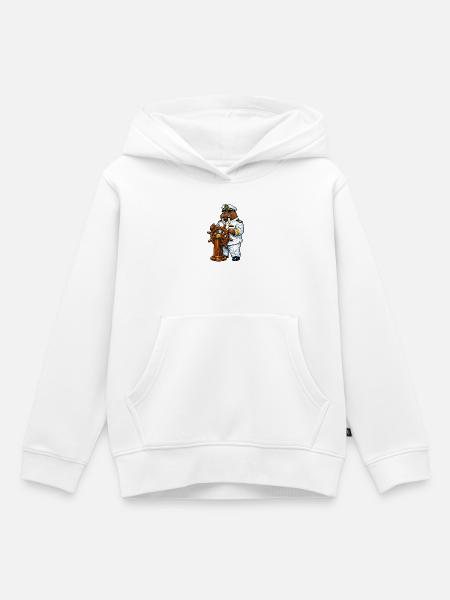 Walross als Kapitän - Kinder Premium Organic Hoodie - Weiß