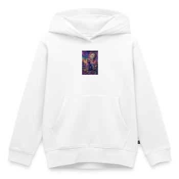 Cosmic Cat and Melting Clocks - Kids Premium Organic Hoodie - white - Front - AI Model Kid Female (0cm)
