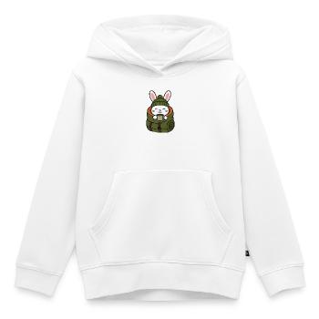 Randonnement en hiver avec un café - Sweat Premium à capuche enfant bio - blanc - Devant - AI Model Kid Female (0cm)